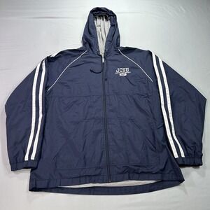 VINTAGE Johnson C Smith JCSU  Jacket Mens Medium Blue Hooded Windbreaker